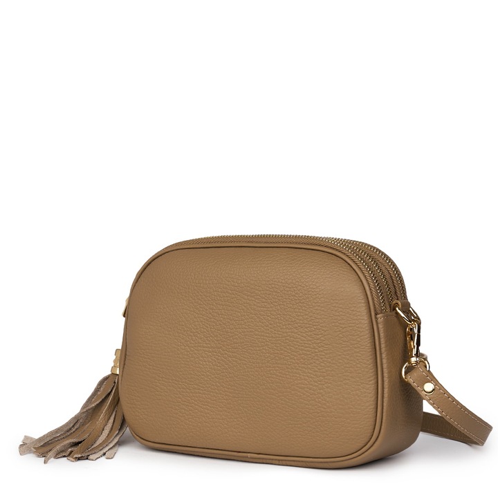 Felicia bézs bőrtáska három rekesszel