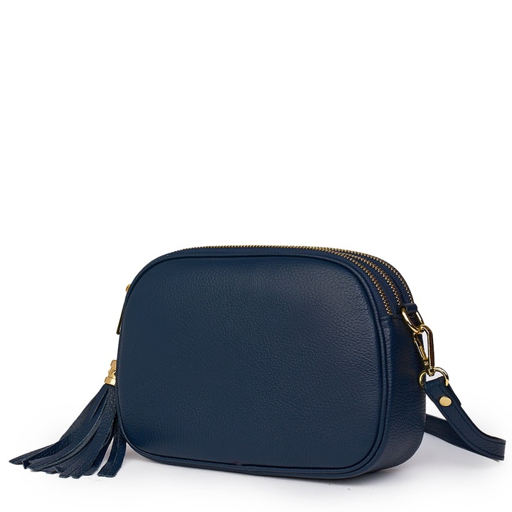 Sötétkék Felicia bőrtáska három rekesszel