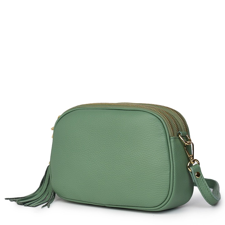 Felicia bőrtáska három rekesszel, pisztácia zölddel