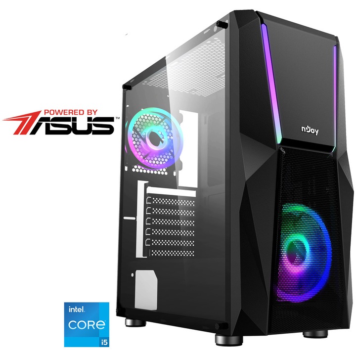 Настолен компютър Gaming Serioux Powered by ASUS, Intel® Core™ i5-12400F, 16GB DDR4, 512GB SSD, ASUS Dual GeForce RTX™ 3050 OC 8GB GDDR6, Windows 11 Home, Черен