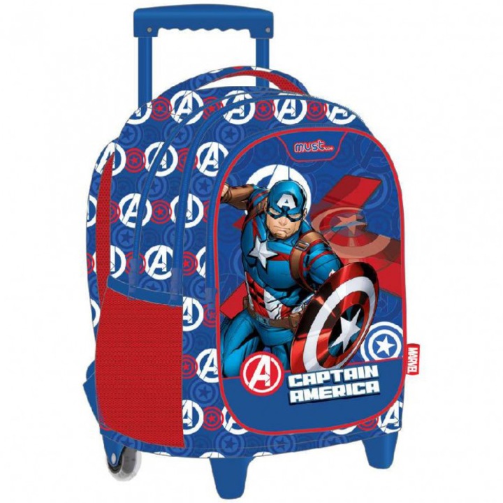 Captain America hátizsák, 3 cipzár, 32x18x43 cm