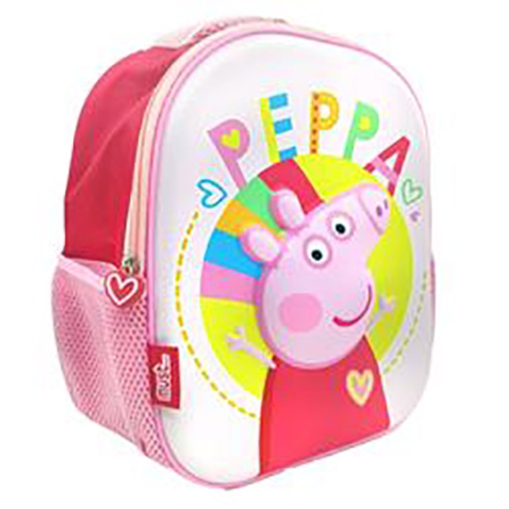 Ghiozdan 3D Peppa Pig, 1 fermoar, 26 x 10 x 32 cm