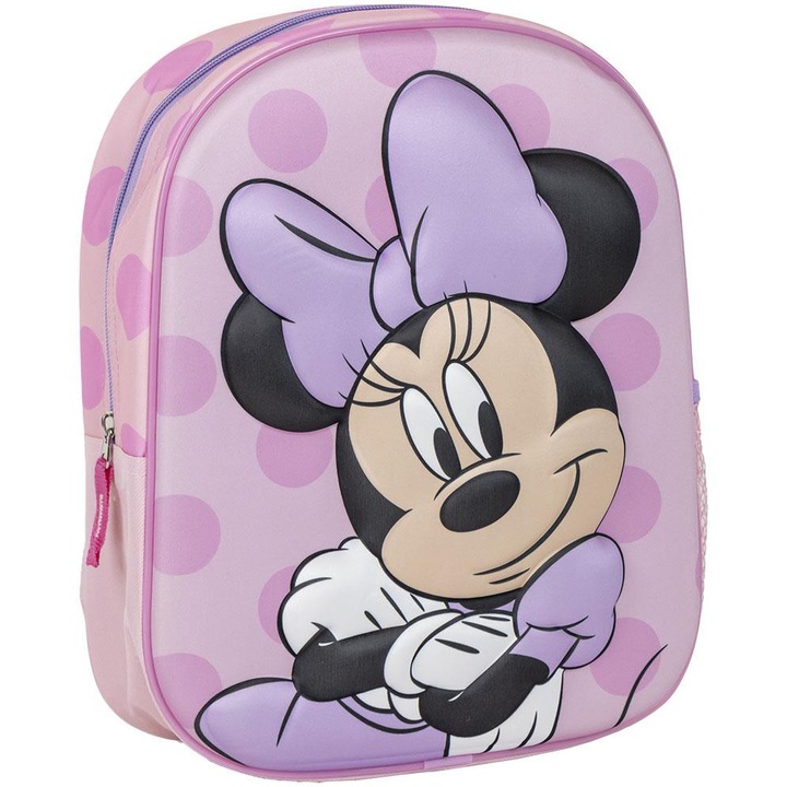 Ghiozdan copii 3D, Minnie, 1 fermoar, 31 x 25 x 10 cm
