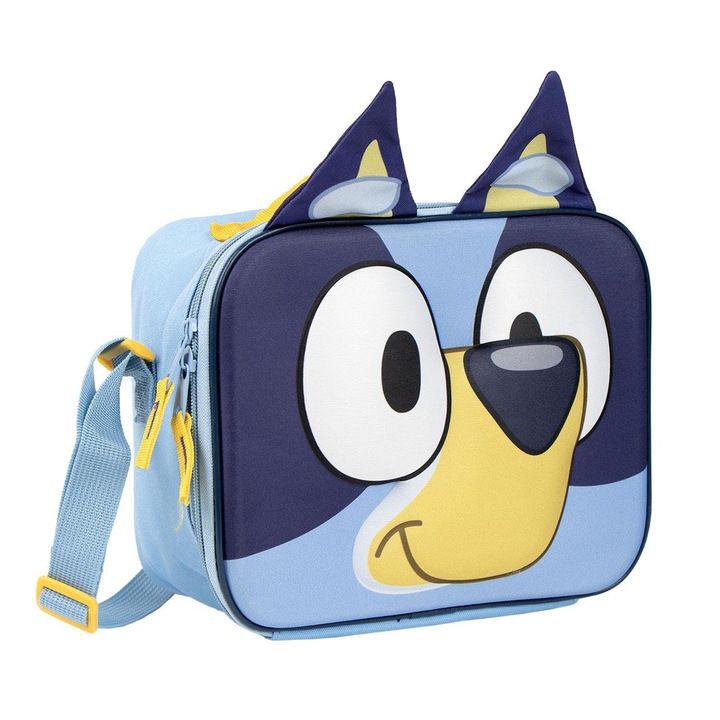 Bluey 3D ebédtáska, 23,5 x 19 x 10 cm