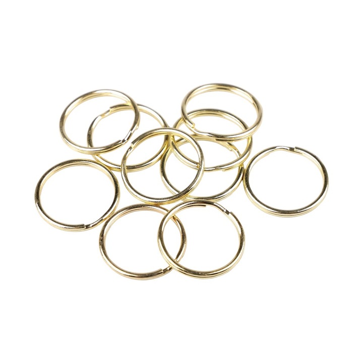 Комплект от 10 метални халки за ключове Crisalida, диаметър 25 мм, злато