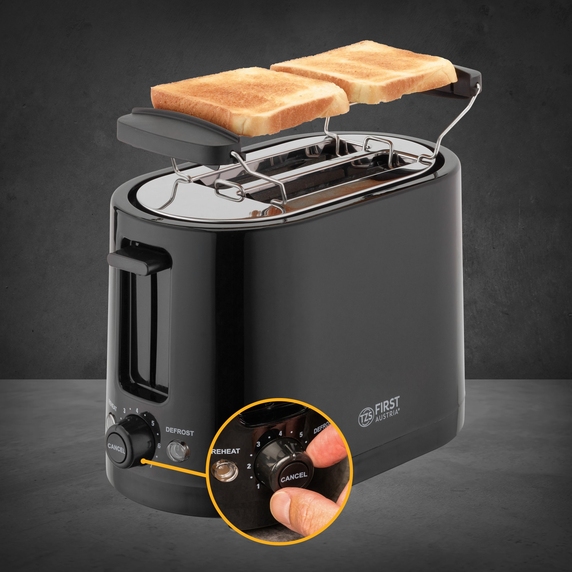 First Toaser Toaster TZS First Austria 2 felii, negru 750W, 7 trepte rumenire ...