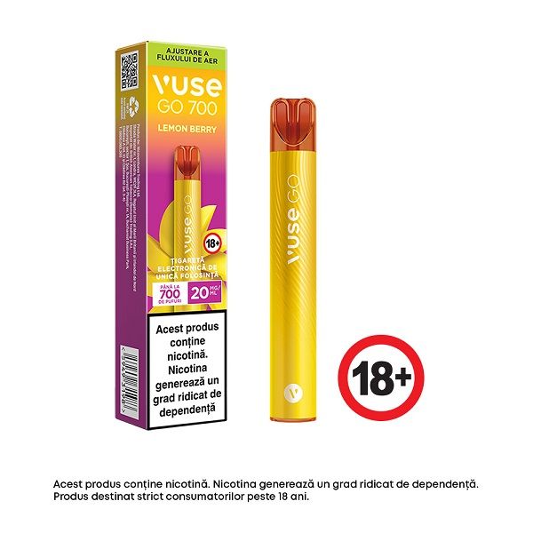 Tigara electronica de unica folosinta, Vuse GO 700 - Lemon Berry, 2ml, 20mg/ml nicotina, autonomie 700 pufuri - eMAG.ro Tigara electronica de unica folosinta, Vuse GO 700 - Lemon Berry, 2ml, 20mg/ml nicotina, autonomie 700 pufuri - eMAG.ro