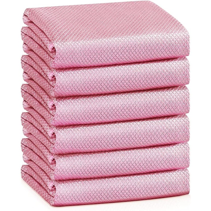 Комплект 6 професионални микрофибърни кърпи, 25x25см, SA&SO General Store®, розови