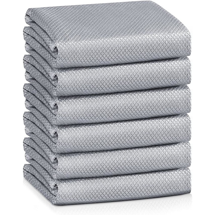 Комплект 6 професионални микрофибърни кърпи, 25x25см, SA&SO General Store®, сиви