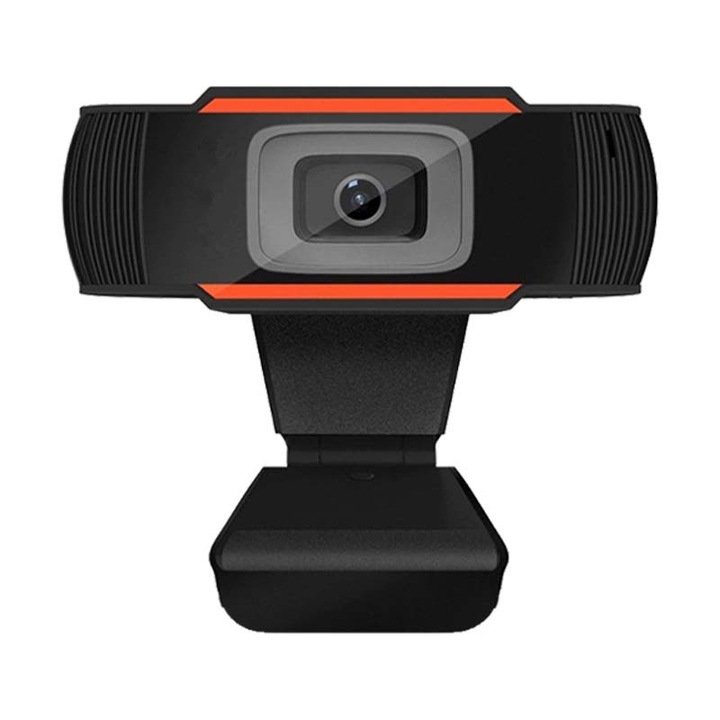 Уеб камера за компютър, HD 1080P, USB връзка, без драйвер, автофокус, ултра широк ъгъл 120°, дължина на кабела 1,4 м, сгъваема, черна