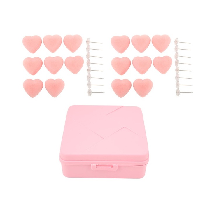 Set 16 Clipsuri pentru Pilota, Etnalsailbo, Forma Inima, cu Cutie Depozitare, Roz