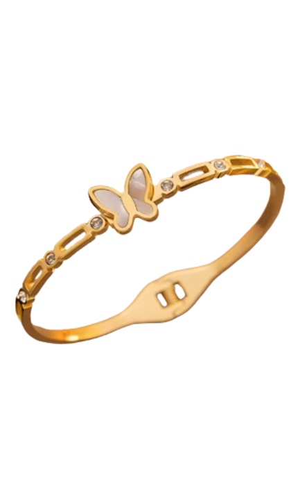Bratara Dama, Model Fluture 1, Otel inoxidabil, Placat cu aur, Culoare Gold