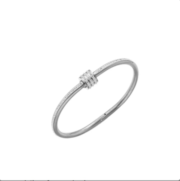 Bratara Dama, Tip Bangle, Zirconiu Alb banda, Otel inoxidabil, Culoare Silver