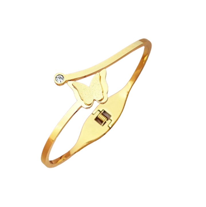Bratara Dama, Model Fluture 2, Otel inoxidabil, Placat cu aur, Culoare Gold