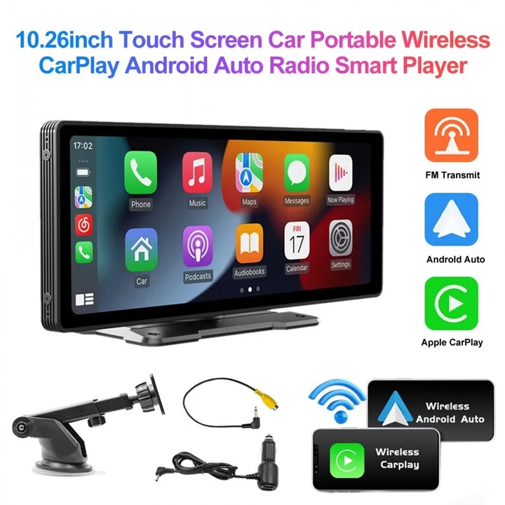 Мултимедийна навигация Vivas М1026, 10.26 инча HD тъч дисплей, Безжична Apple Carplay и Android Auto, Bluetooth, Огледален екран