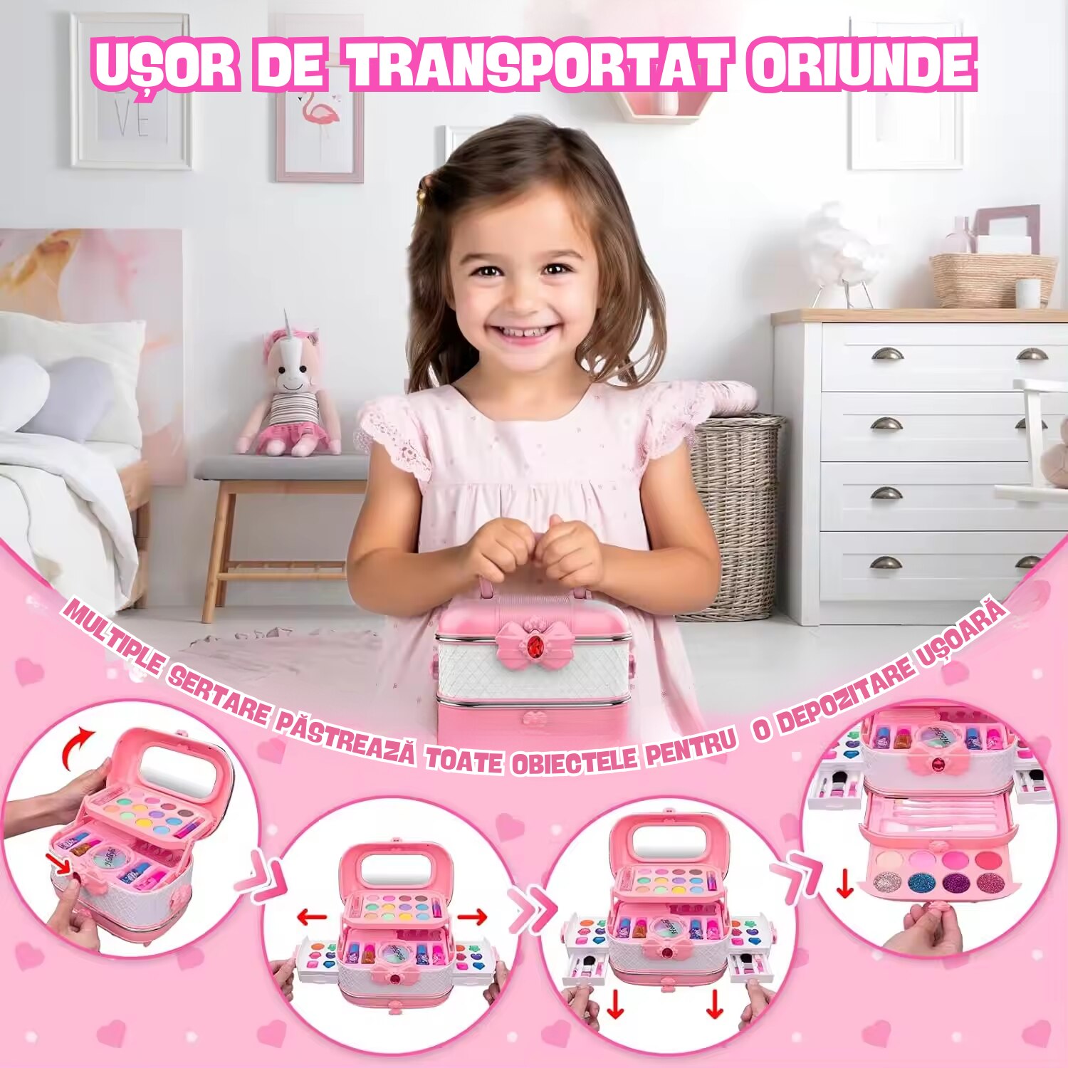 Trusa de machiaj pentru copii, Set Make-Up Simply Joy, cu 54 de