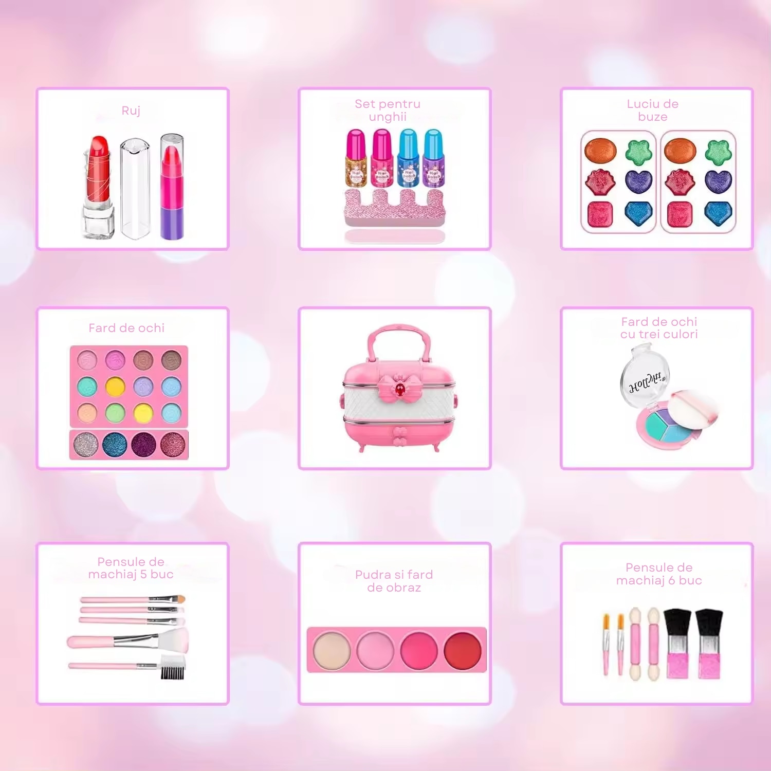 Trusa de machiaj pentru copii, Set Make-Up Simply Joy, cu 54 de