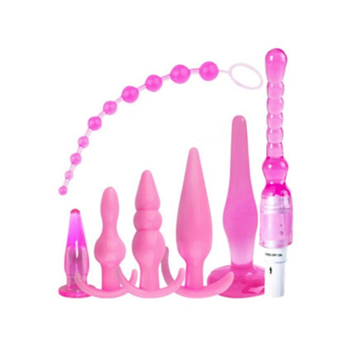 Комплект 7 дилдо Notekisskai, Силикон, Розов, 30 см