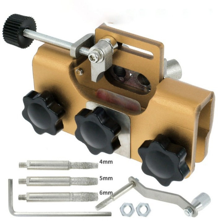 Ръчно точило за вериги Sunmostar, алуминий, злато, 7.2x6.2x6см