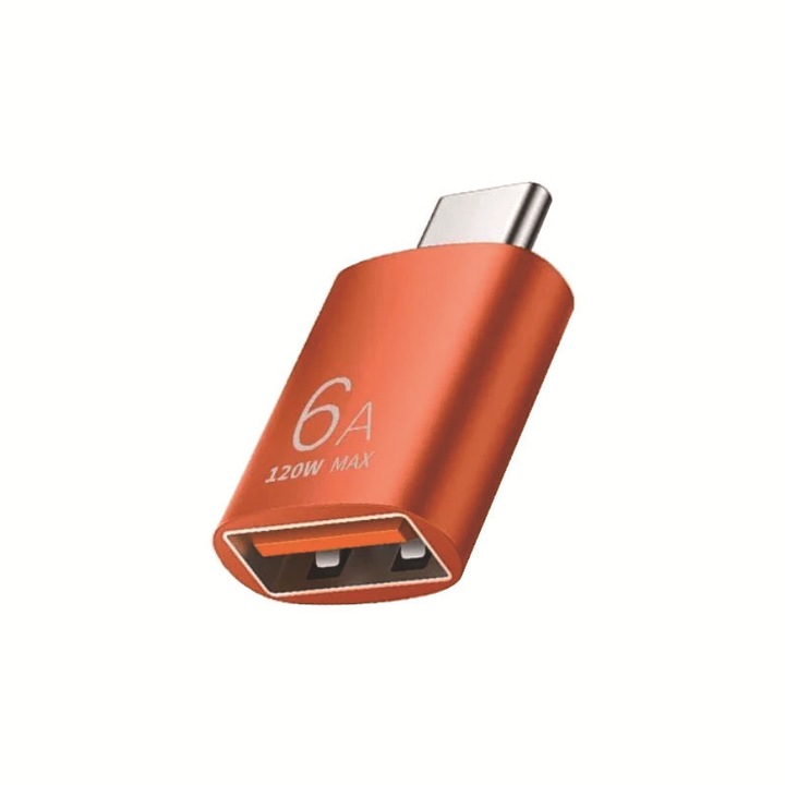 OTG Type-C – USB 3.1 adapter, alumínium ház, narancssárga, 1,6x0,8x3 cm