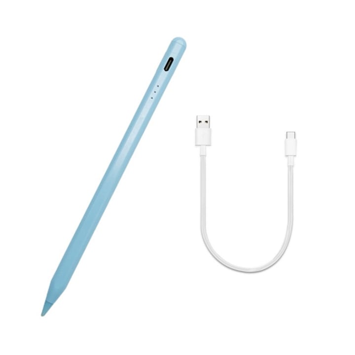 Univerzális Stylus Pen, Windows Android IOS-hez, Tablet Pen iPad Apple/Xiaomi/Samsung/Huawei készülékhez, Touch Control, No Lag, Mágneses ceruza, USB-C, Karcolásgátló POM tollak, Kék