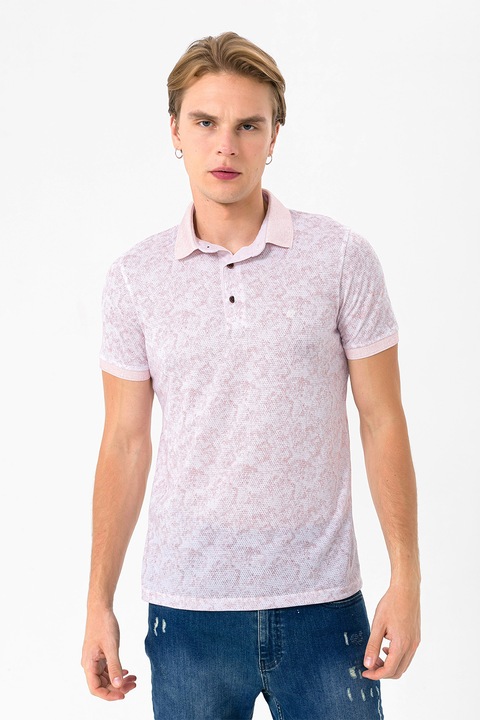 Felix Hardy, Tricou polo cu imprimeu, Alb/Roz pal