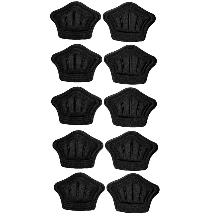 Set 5 Perechi Talonete Protectie Tendon Calcai, pentru Adidasi, Pantofi, Ghete, cu Perna Moale si banda adeziva, Marime Universala, culoare Negru