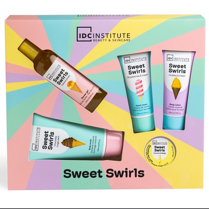 Комплект от 5 продукта за грижа за тялото Sweet Swirl, IDC Institute 42159, 595 ml