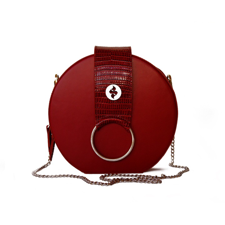 Geanta dama, Piele naturala, Rosu