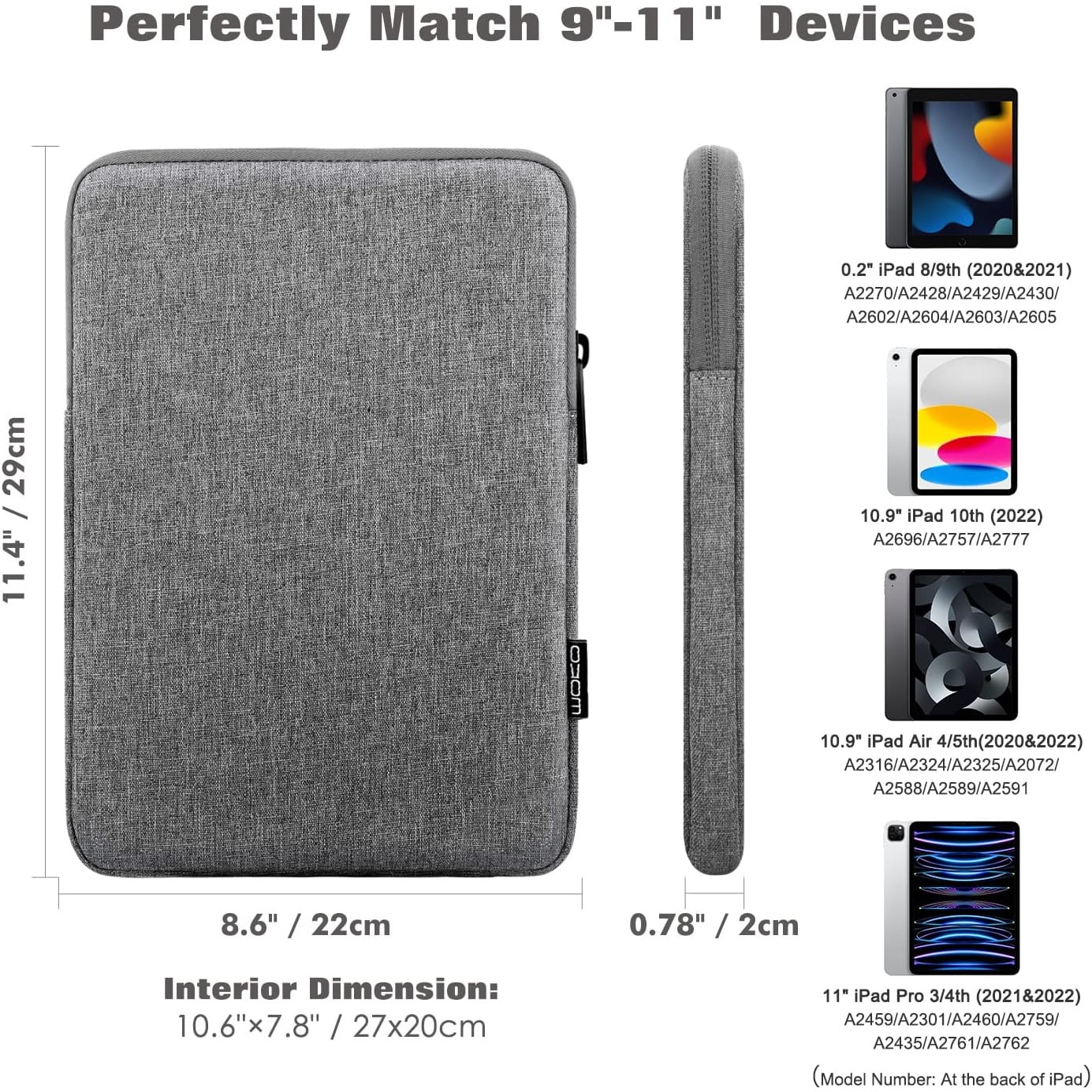Husa de protectie pentru tablete, 10.1", compatibila Samsung/Apple, gri