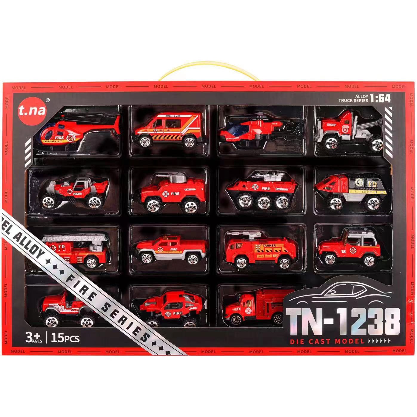 Set de joaca Mappy cu 15 vehicule pompieri, metalice