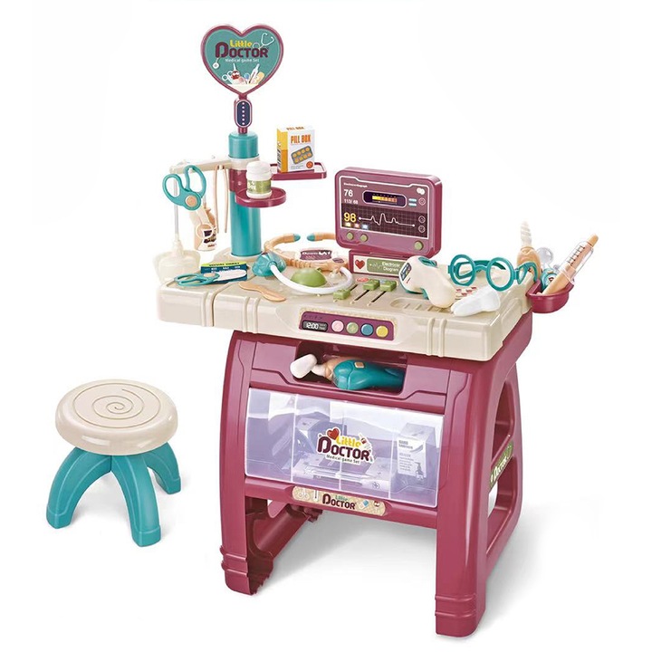 Set de joaca Mappy - Doctor Trolley cu scaun, lumini si sunete, 23 piese