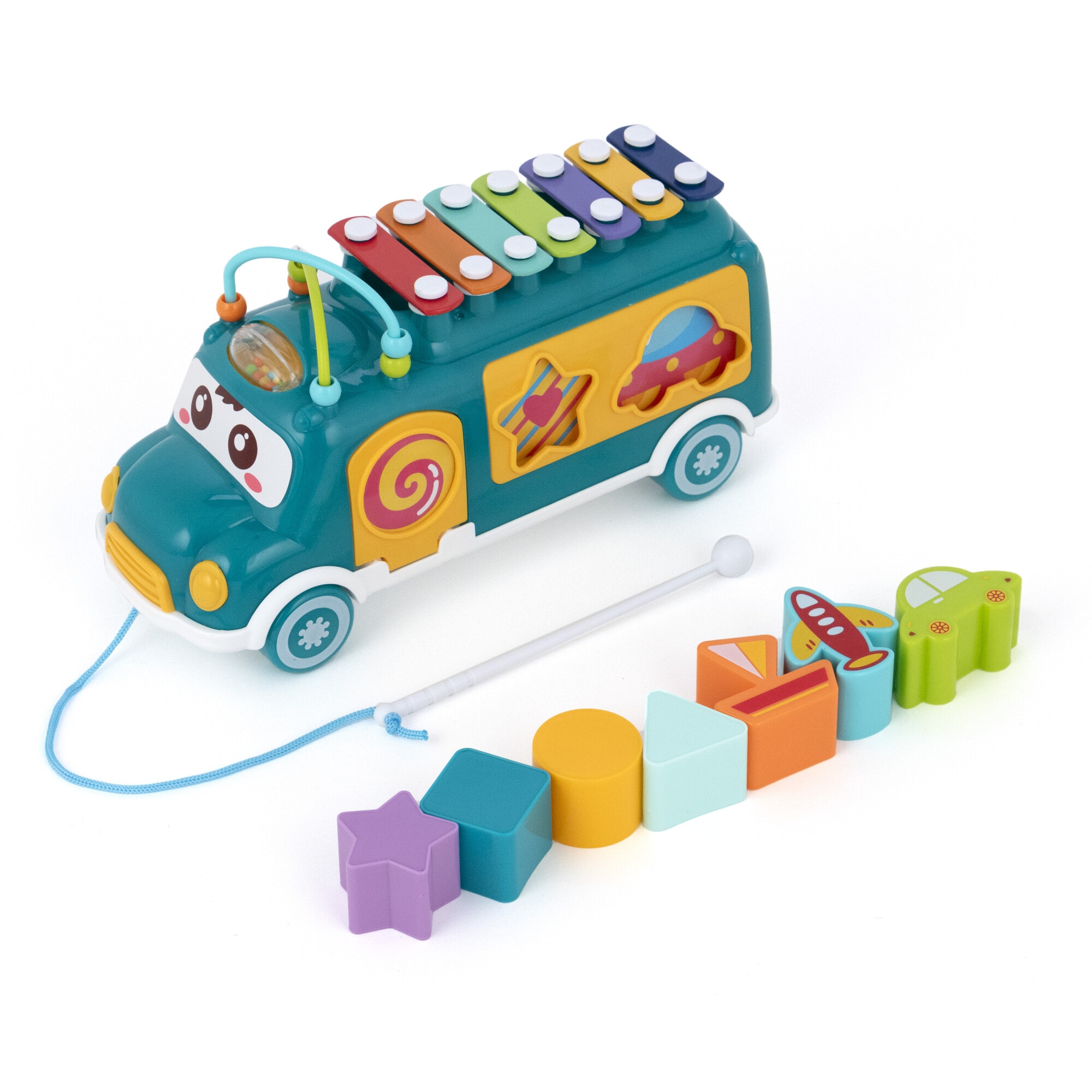 Jucarie interactiva cu xilofon si activitati Mappy Piano Bus, verde