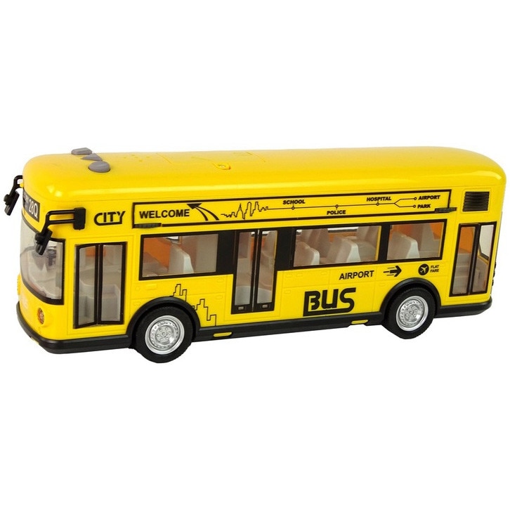 Autobuz Mappy City Bus, cu lumini si sunete, scara 1:14, galben