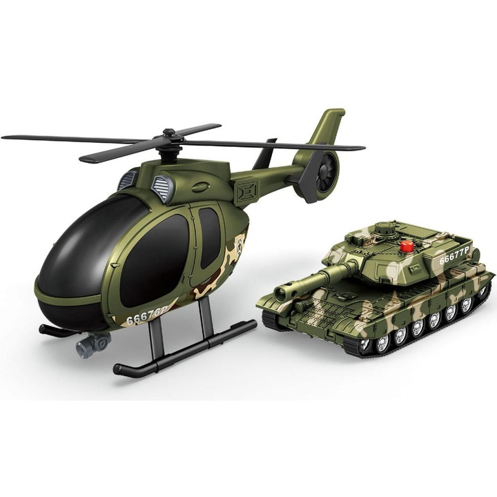 Комплект за игра Mappy - Military, Хеликоптер и танк, Със светлини и звуци, Мащаб 1:14
