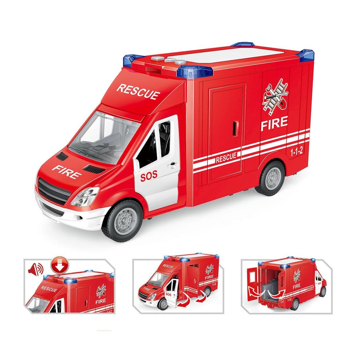 Masina Mappy Fire Engine, cu lumini si sunete, scara 1:14, rosu