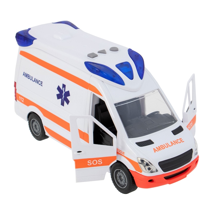 Ambulanta Mappy City, cu lumini si sunete, scara 1:14