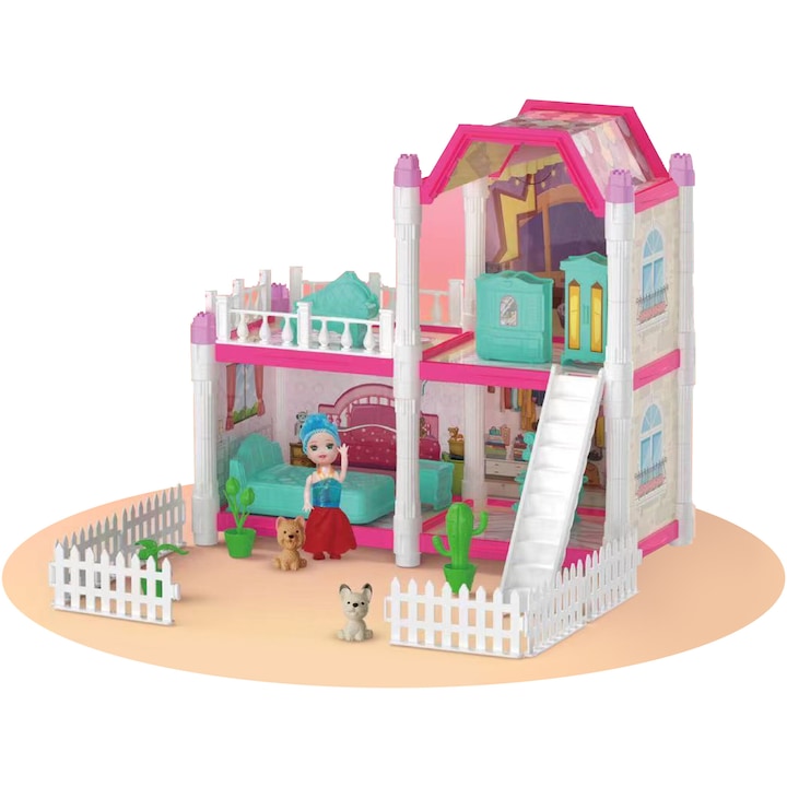 Къща за кукли Mappy Luxury Mini villa, 3 стаи, Розов