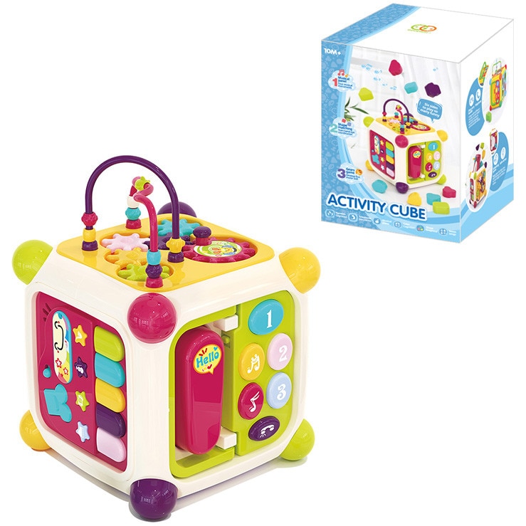 Jucarie interactiva Mappy Cubul Multifunctional Activity, alb / roz