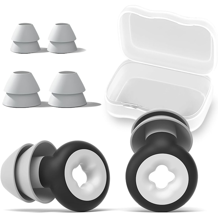 Комплект 3D тапи за уши, силиконови, за многократна употреба, водоустойчиви, черни/бели