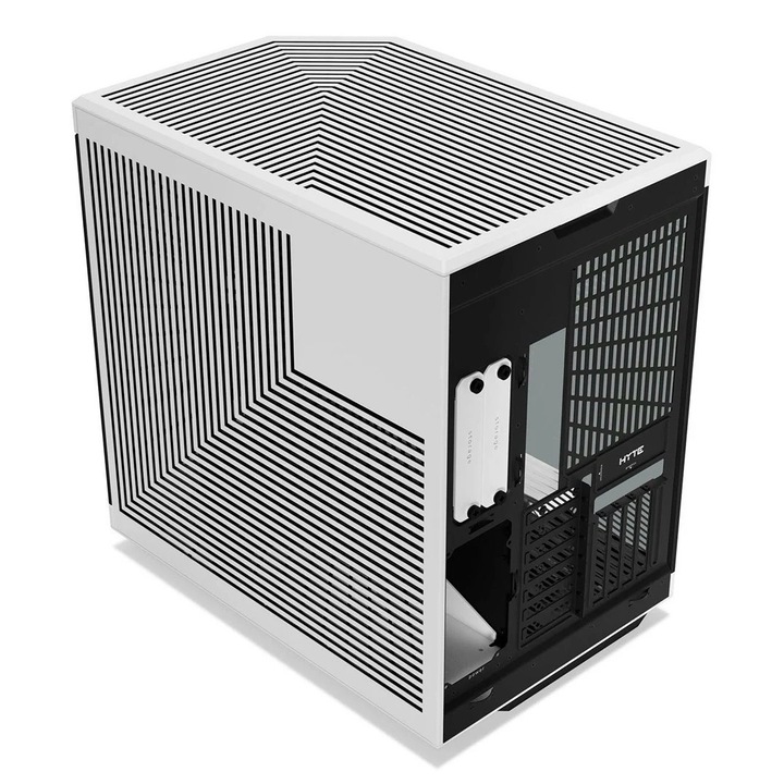 Carcasa HYTE Y70, Dual Chamber, Mid-Tower, ATX, Sticla Securizata lateral/fata, riser PCIe inclus, Negru/Alb