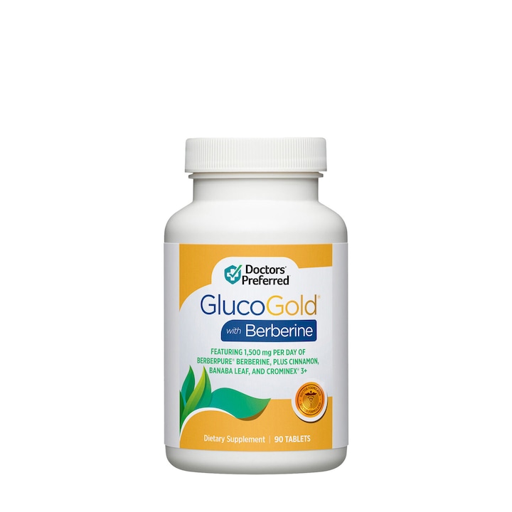 GlucoGold with Berberine, Formula Avansata pentru Reducerea Glicemiei cu Berberina, GNC, 90 tablete