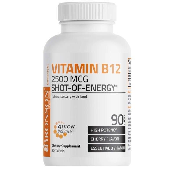 Vitamina B12 Shot of Energy 2500 mcg 90 tablete Bronson Laboratories ...