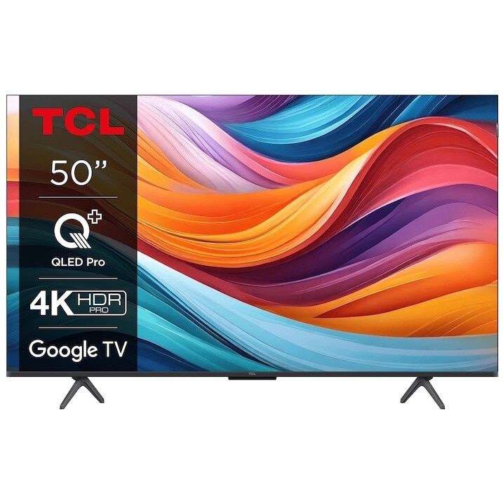 Televizor Smart TCL 50T7B, 126 cm, 4K UHD, QLED, HDR, Seria T7B, Clasa F