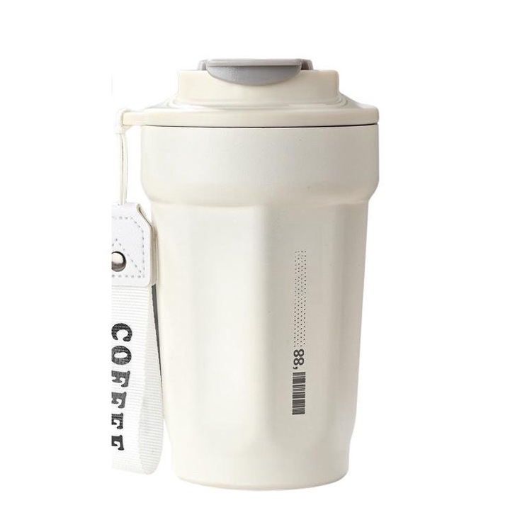 Cana termos cu afisaj inteligent al temperaturii, izolatie termica, 480ml, Alb