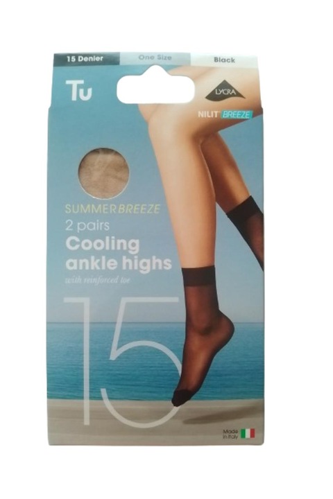 Set 2 perechi sosete 1/4 TU Summer Breeze, 15 den, Lycra, Natural Beige, One Size