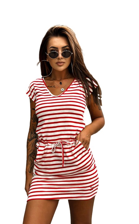 Női ruha, Mayflies, pamut, fehér/piros, Piros/Fehér