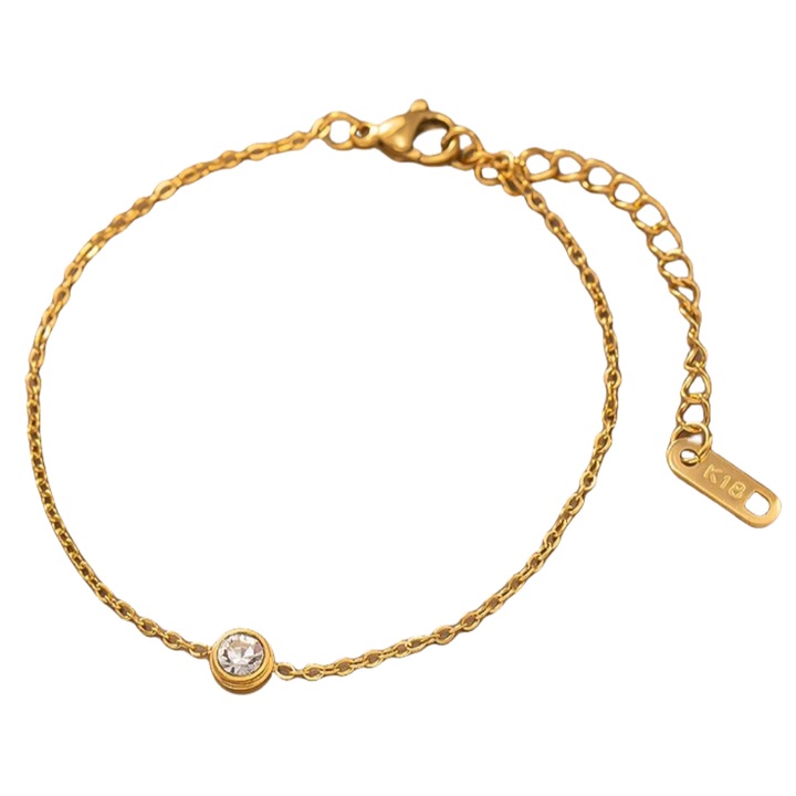 Bratara ajustabila, Inox|Titan, cristale, auriu, pentru femei