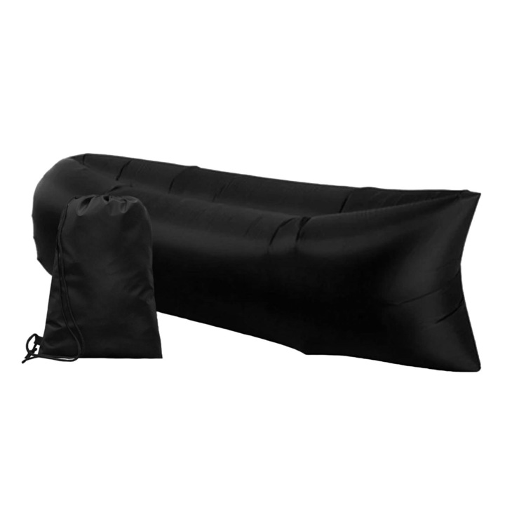 PrzydaSie felfújható kanapé, vízálló, nylon, fekete, 186,5x67 cm