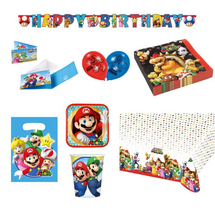 Парти комплект 60 части, многоцветен, Super Mario